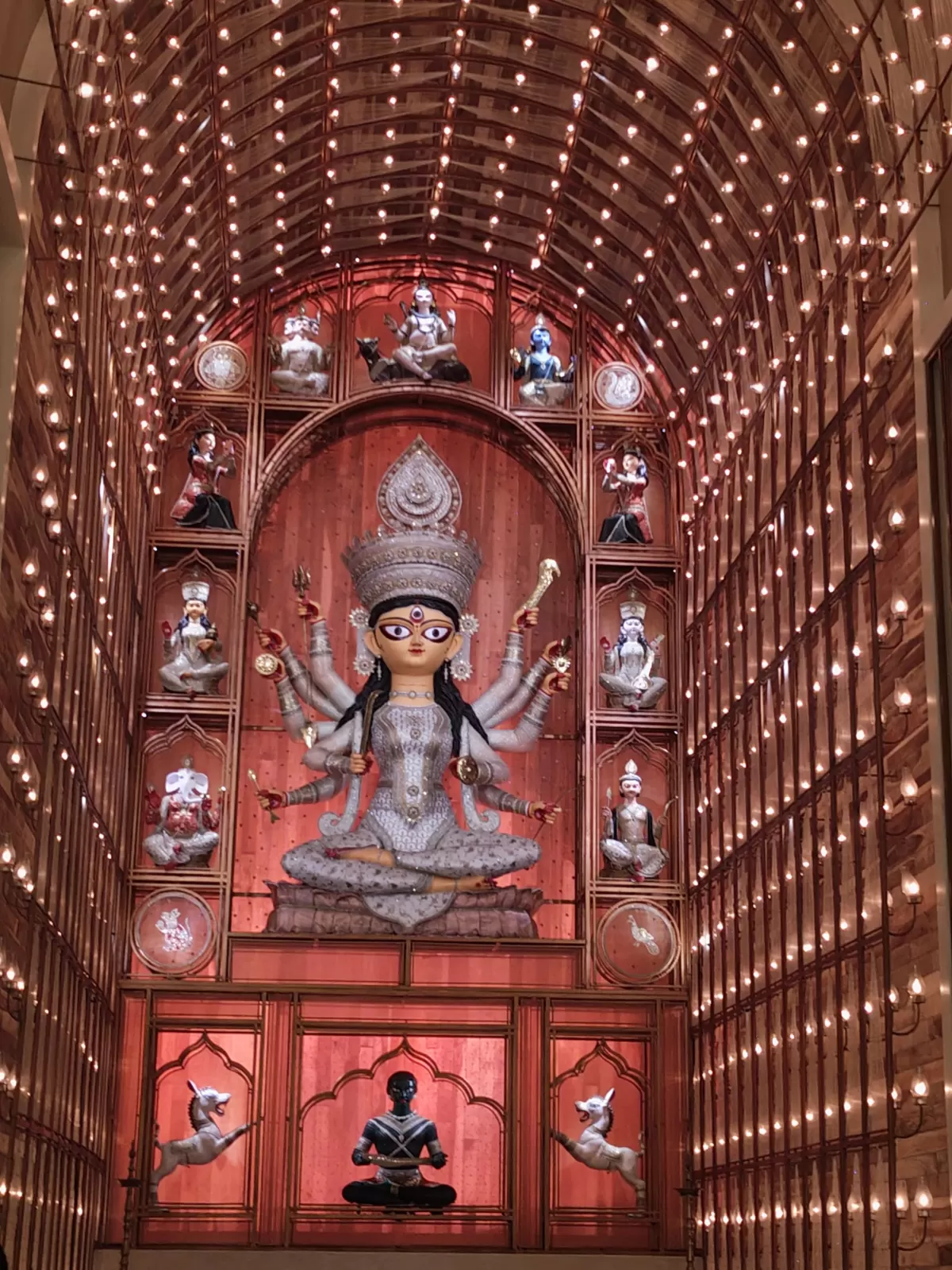 Traditional dhak drummers performing at Durga Puja festival in Kolkata