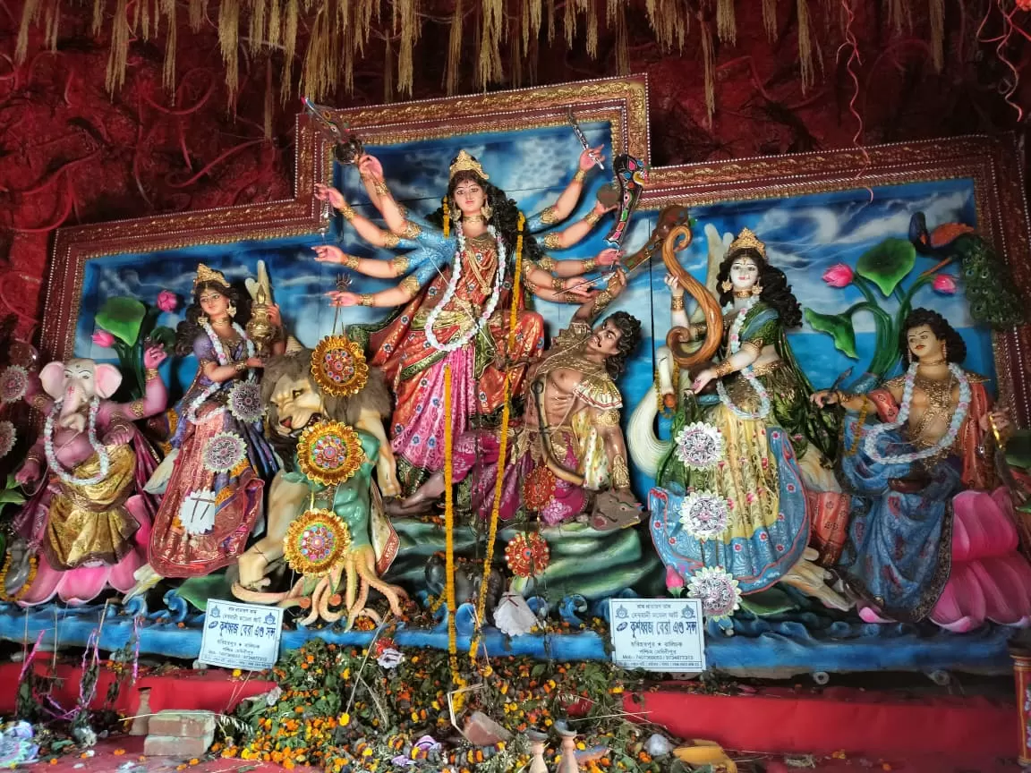 Modern digital tablet showcasing a creative Dussehra short video, blending traditional elements like diyas, Ravana effigy, and festive music in 2025.